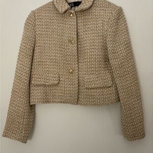Zara Women's Cream Tweed Jacket
